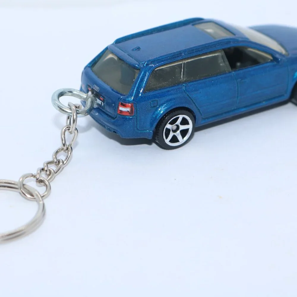 Hot Wheels 2004 blue Audi RS-6 Avant wagon 1/64 scale custom keychain